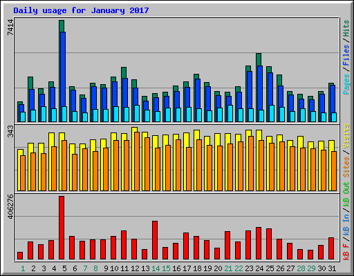 Daily usage for January 2017