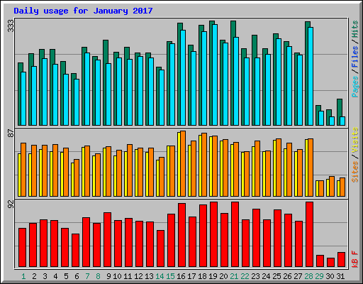 Daily usage for January 2017